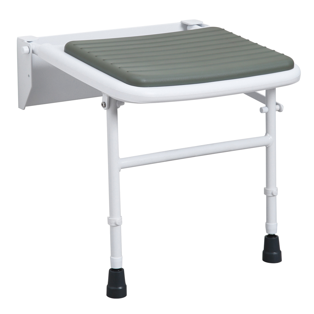 Bathex-Wall-Mounted Padded Shower Seat | Stainless Steel | dropdown Leg | Bathroom Wetroom Carehome | Order Now | UK Easy Care Systems