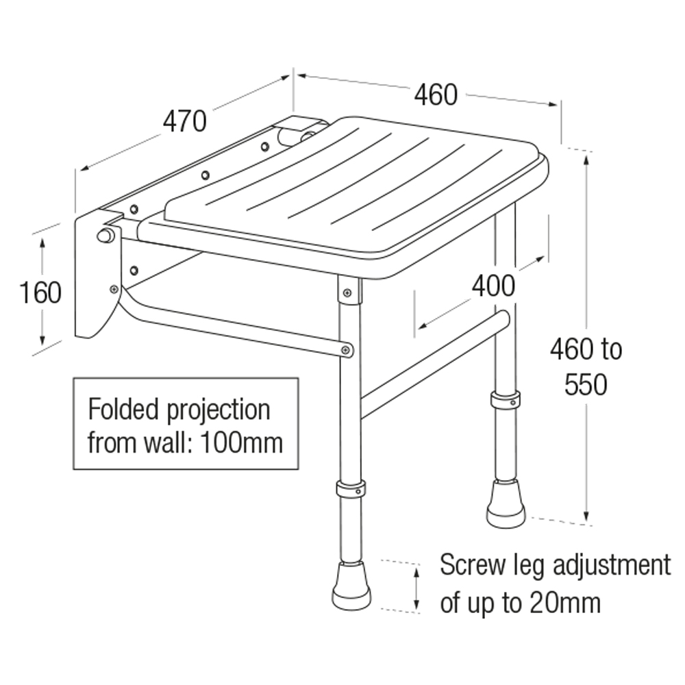 Bathex-Wall-Mounted Padded Shower Seat | Stainless Steel | dropdown Leg | Bathroom Wetroom Carehome | Order Now | UK Easy Care Systems