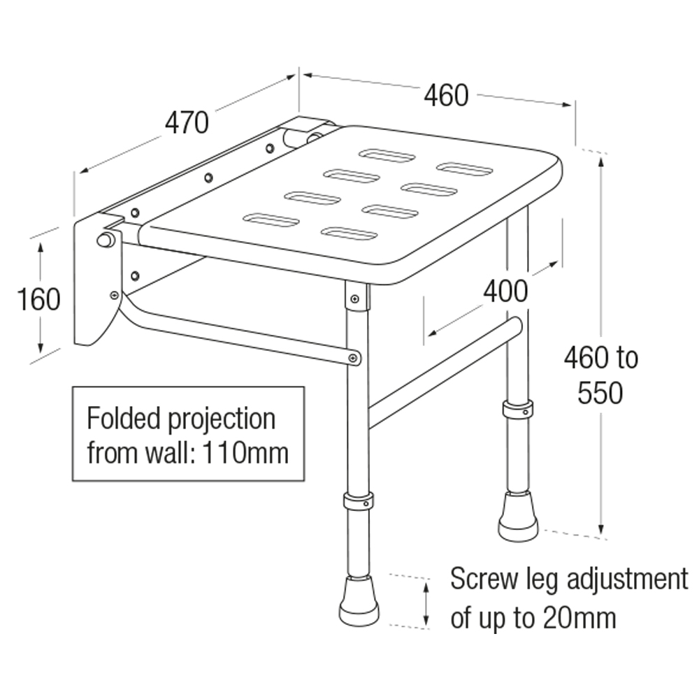 Bathex Compact Shower Seat With Drop Down Legs | Elderly Disabled | Bathroom Wetroom Care HOme | Buy Now | UK | Easy Care Systems