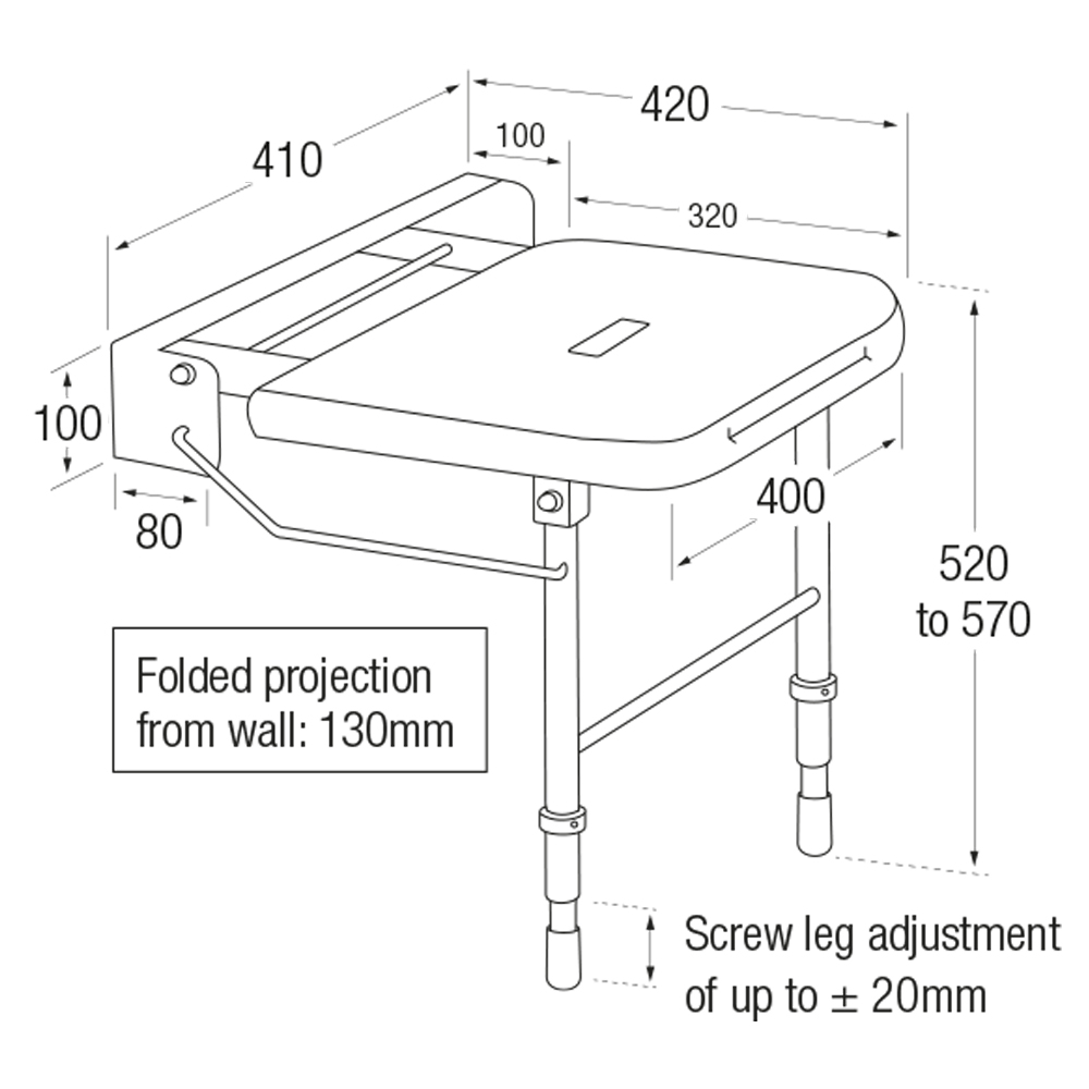 Bathex Adjustable Shower Seat With Drop Down Legs | Elderly Disabled | Bathroom Wetroom Care HOme | Buy Now | UK | Easy Care Systems