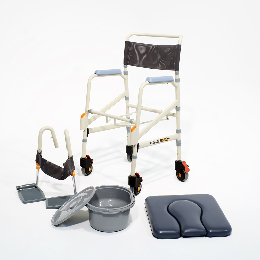 Folding shower commode chair for travel | Lightweight portable shower chair with wheels | Best travel shower commode chair Near Me UK Buy Now