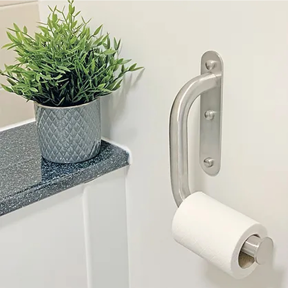 thumbnail image 2 of Industrial Black Steel Bathroom Accessory Set – Toilet Roll Holder, Towel Rail & Hook 2 of 6