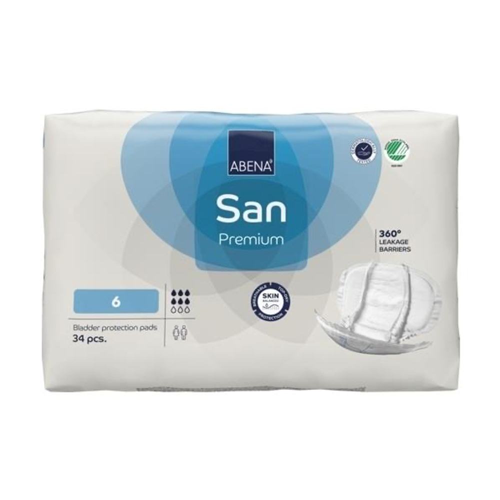 Abena San 6 Premium, 30-63cm - For Moderate to Heavy Incontinence Shaped Pad