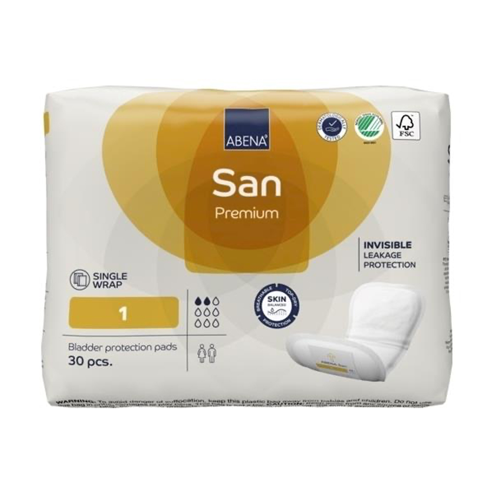Abena San 1 Premium, 10-22cm - For Light to Moderate Incontinence - Shaped Pad