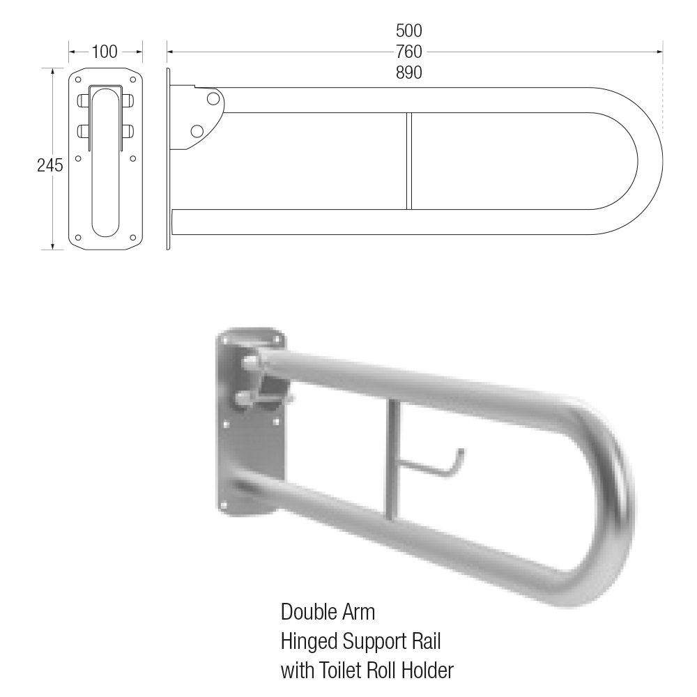 Bathex | Double Arm Hinged Support Rail/Bar/Handle | Buy Now | Order Online | Bathroom Wetroom | Disabled Elderly | Near me Uk | Easy Care Systems
