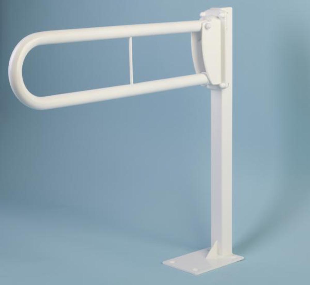 Bathex Double Arm Hinged Support Rail With Free Standing Support-Aluminium Backplate