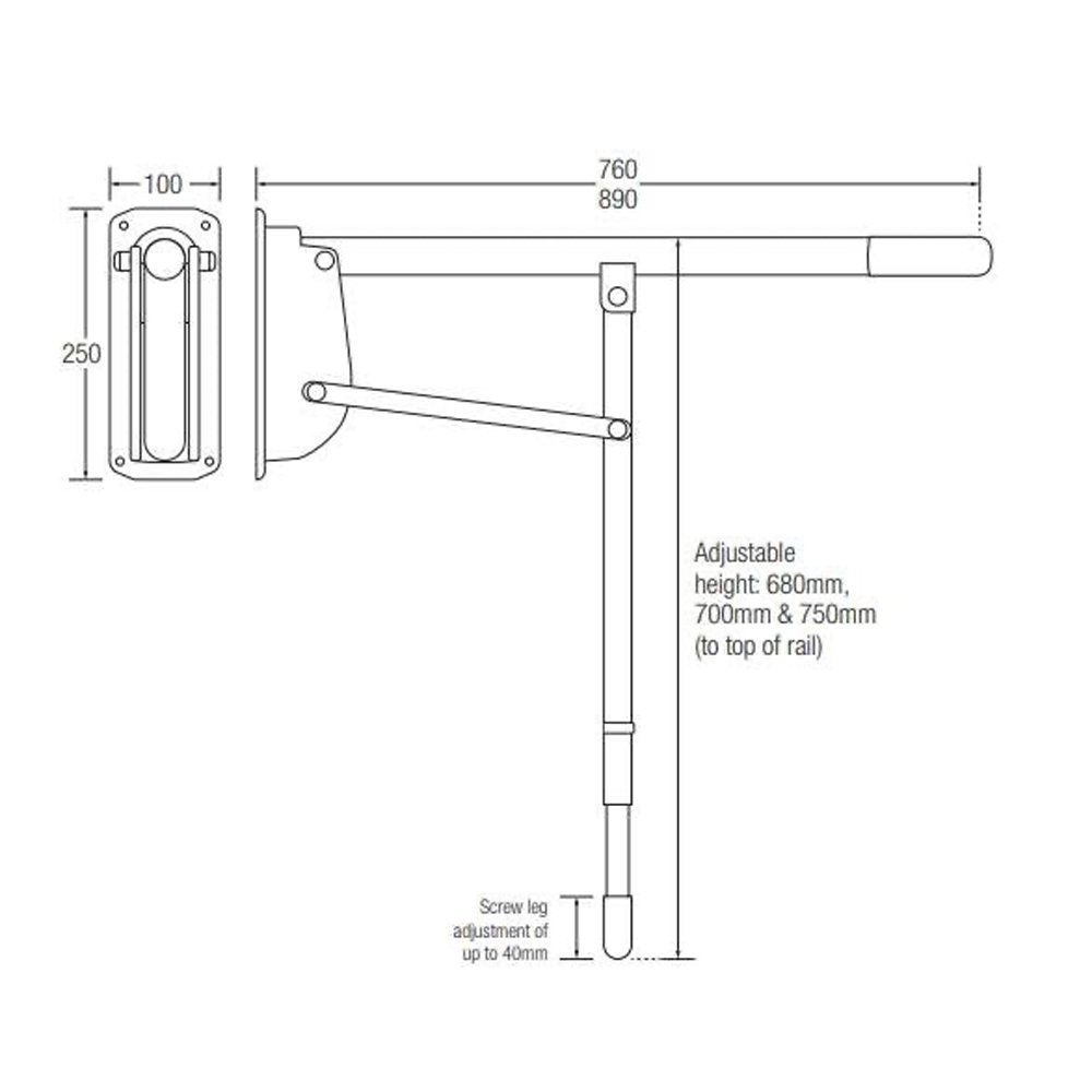 Bathex Single Arm Hinged Support Rails for bathroom with drop down leg buy uk near me easy care systems