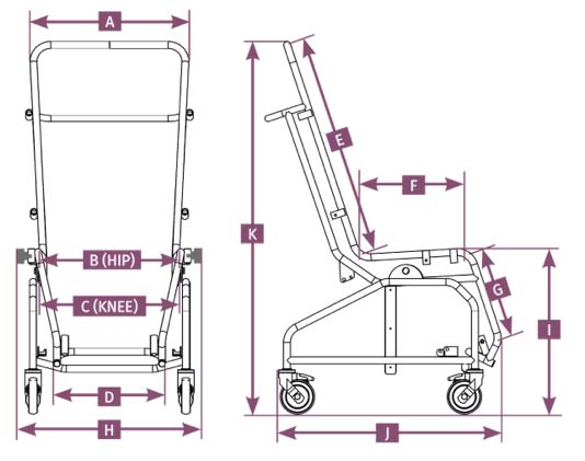 Orchid Medicare | Modern Bariatric Shower Cradle Chair | Tilt in Space | Technical