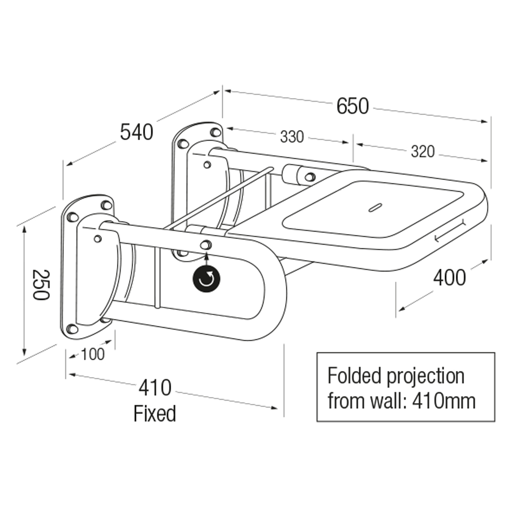 Bathex 650mm Projection Shower Seat – Foldable & Durable - Stainless Steel -  Bathroom Wetroom CareHome - Buy Now - UK - Easy Care Systems