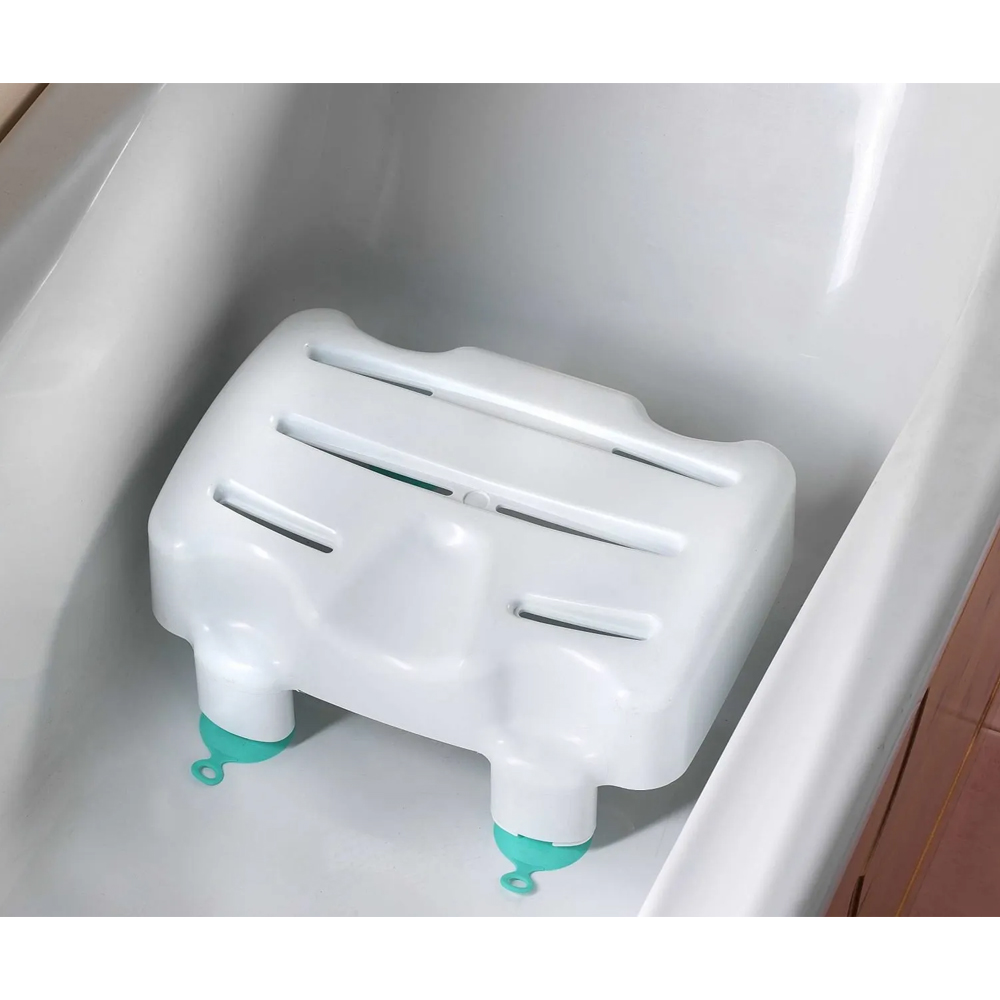 Place the bath seat in the bath before filling with water, pressing down firmly to secure the sucker feet. To remove it from the bath, lift the suction release tabs on each of the sucker feet. It is easily maintained with a non-abrasive cleaner suitable for use with plastic baths. Place the bath seat in the bath before filling with water, pressing down firmly to secure the sucker feet. To remove it from the bath, lift the suction release tabs on each of the sucker feet. It is easily maintained with a non-abrasive cleaner suitable for use with plastic baths.