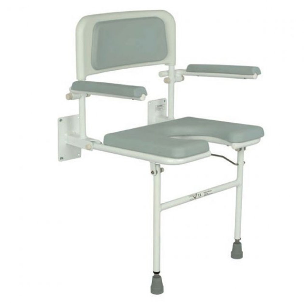 Impey Padded Fold Down Square Shower Seat with horseshoe opening