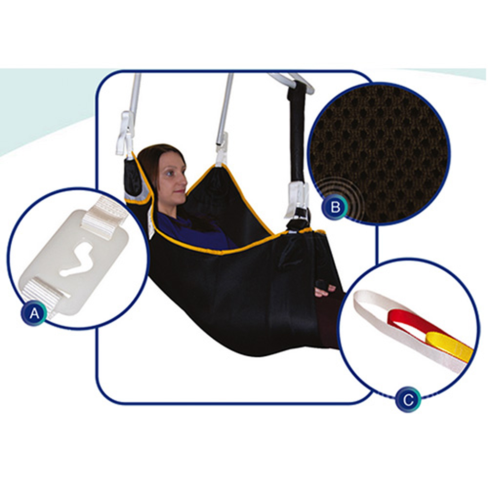Mackworth | Pine Hammock Parasilk Hoist Sling with headsupport for Transfer & lifitng | Uk Supplier | Buy Order Now | Manage at carehome - hospital | Disabled - Elderly | Easy Care Systems
