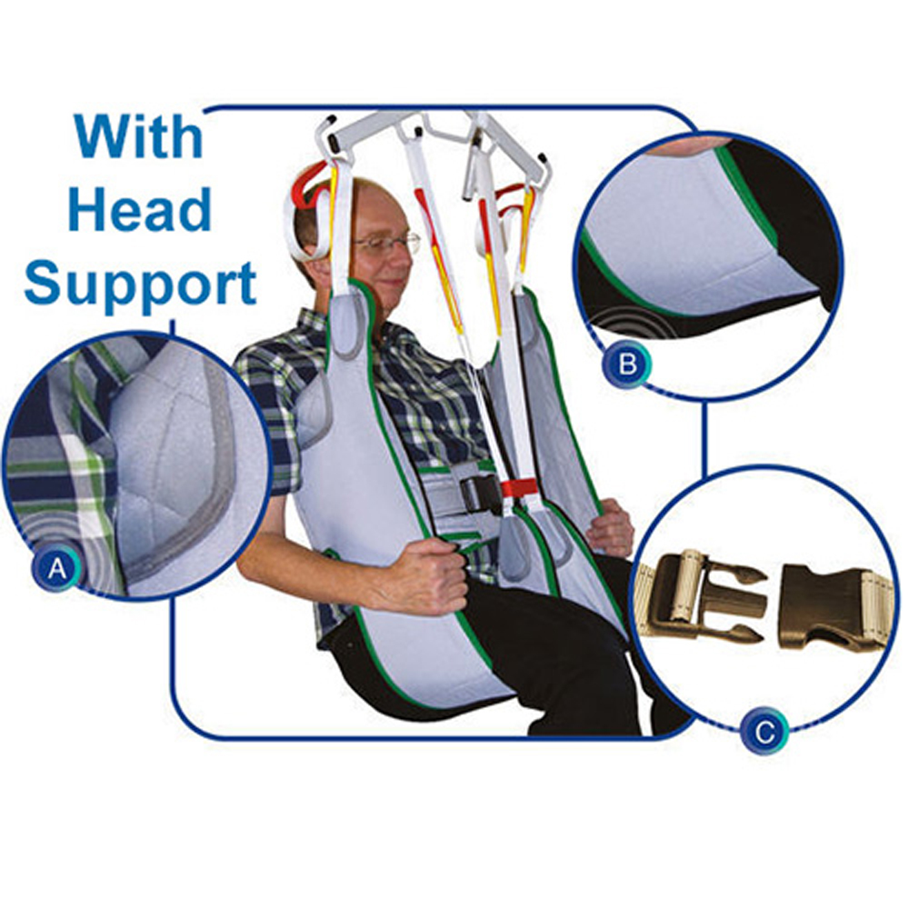 Mackworth | Willow Luxury Toilet Solid Hoist Sling with headsupport for Transfer &amp; lifitng | Uk Supplier | Buy Order Now | Manage at carehome - hospital | Disabled - Elderly | Easy Care Systems