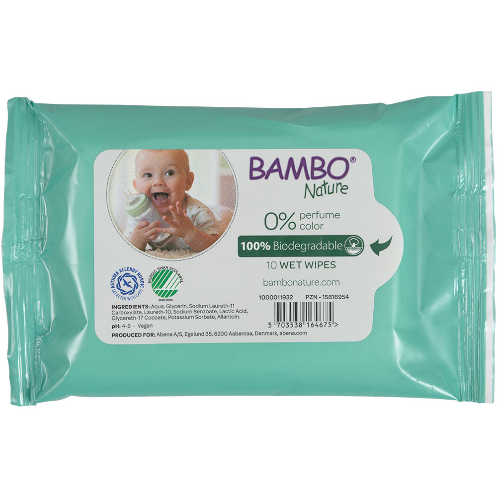 Abena Bambo Nature Bio Wet Wipe-Tape-Case of 24 Packs (240 Pieces)