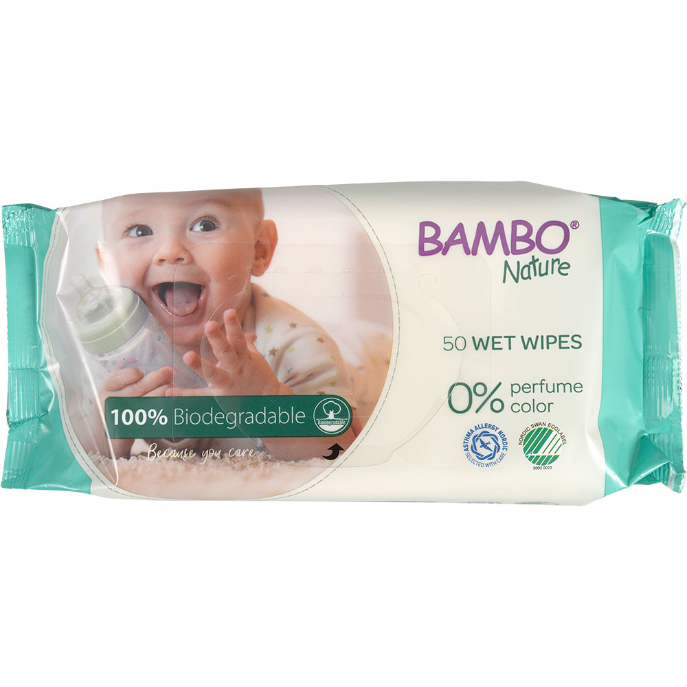 Abena Bambo Nature Bio Wet Wipe-Lid | Case of 14 Packs (700 Pieces)