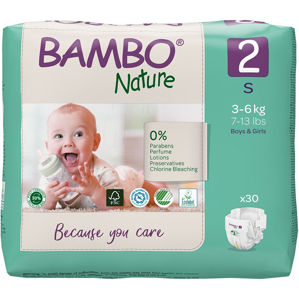 Abena Bambo Nature Nappy, Size 2, Mini  3-6kg