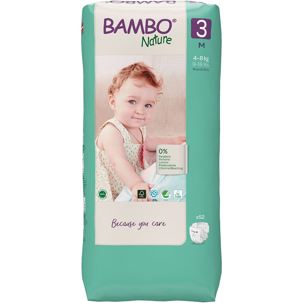 Abena Bambo Nature Nappy Size 3 Midi 5-9kg Tall bag