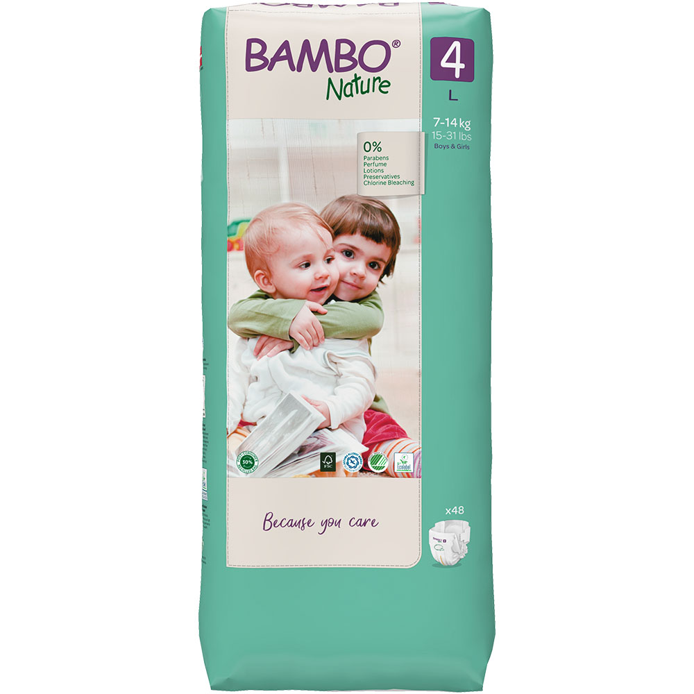 Abena Bambo Nature Nappy Size 4 Maxi 7-18kg Tall bag