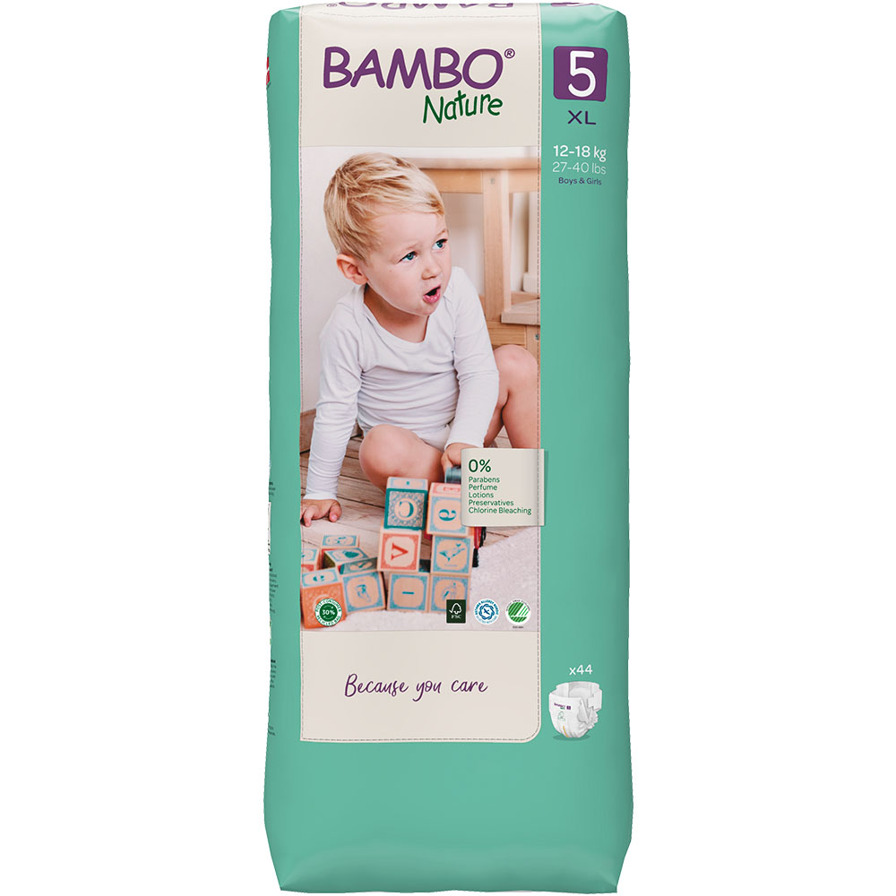 Abena Bambo Nature Nappy Size 5 Junior 12-22kg Tall bag