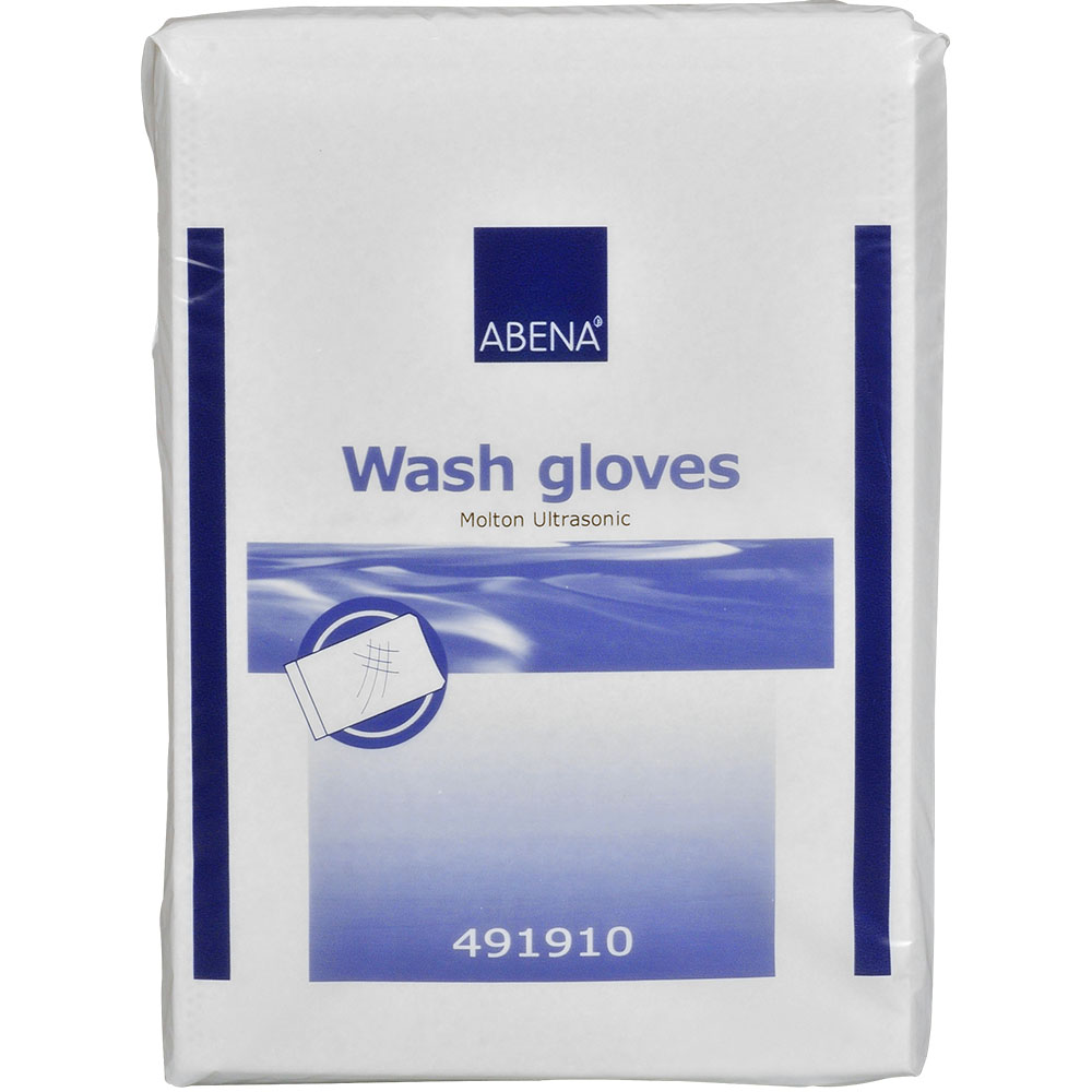 Abena - Wash Gloves Molton - With Ultra Sonic Sealing - Size 16x23cm - Case of 20 Packs (1000 Pieces)
