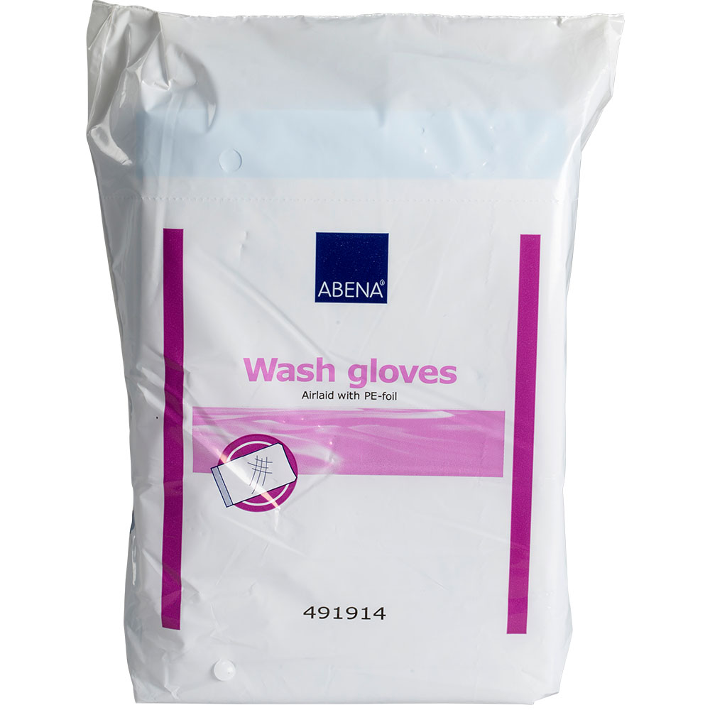 Abena - Wash Gloves Airlaid - With PE - Size 16x23cm - Case of 20 Packs (1000 Pieces)