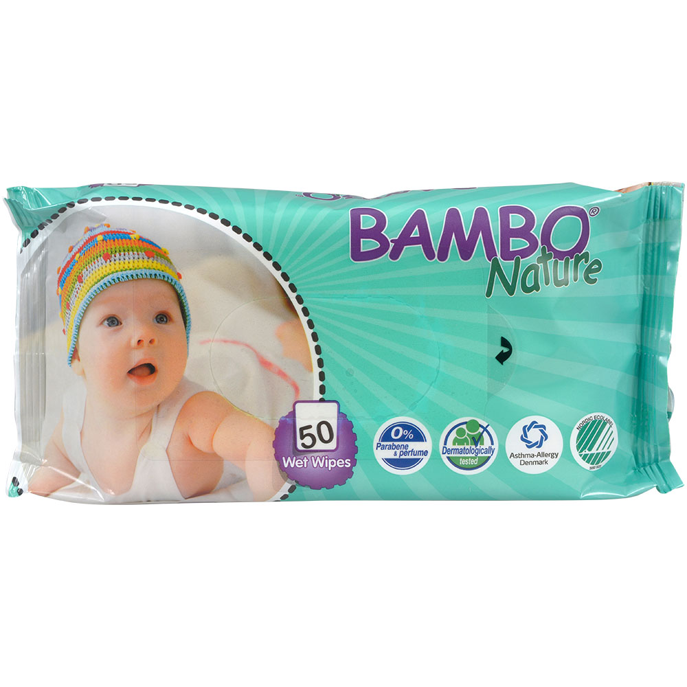 Abena Bambo Nature Wet Wipe Tape Lid-Case of 32 Packs (1600 Pieces)