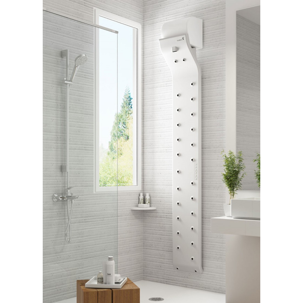 Discover the Valiryo Body Dryer – an innovative, fully automated drying device that replaces towels with a skin-nourishing, antibacterial air stream. Easily installable inside or outside the shower, it offers uniform drying from head to toe in three minutes. With 27 air diffusers, adjustable temperature and intensity, and a motion sensor, it ensures a hygienic, relaxing experience. Ideal for wellness, limited mobility, and skin care. Request a quote today!